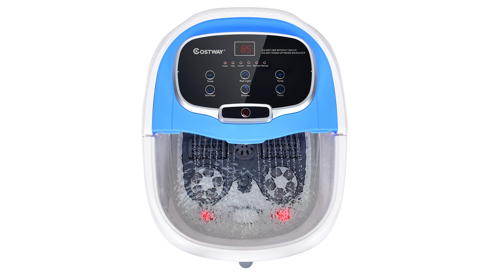 Costway Blue Electric Heated Foot Spa Massager Tub with Adjustable Shower, LED Display, Timer