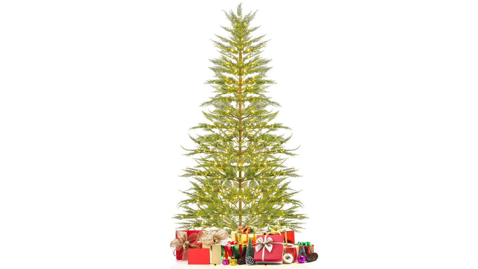 Costway 612 PE Branch Pre-Lit Artificial Christmas Tree with 540 Warm White LED Light