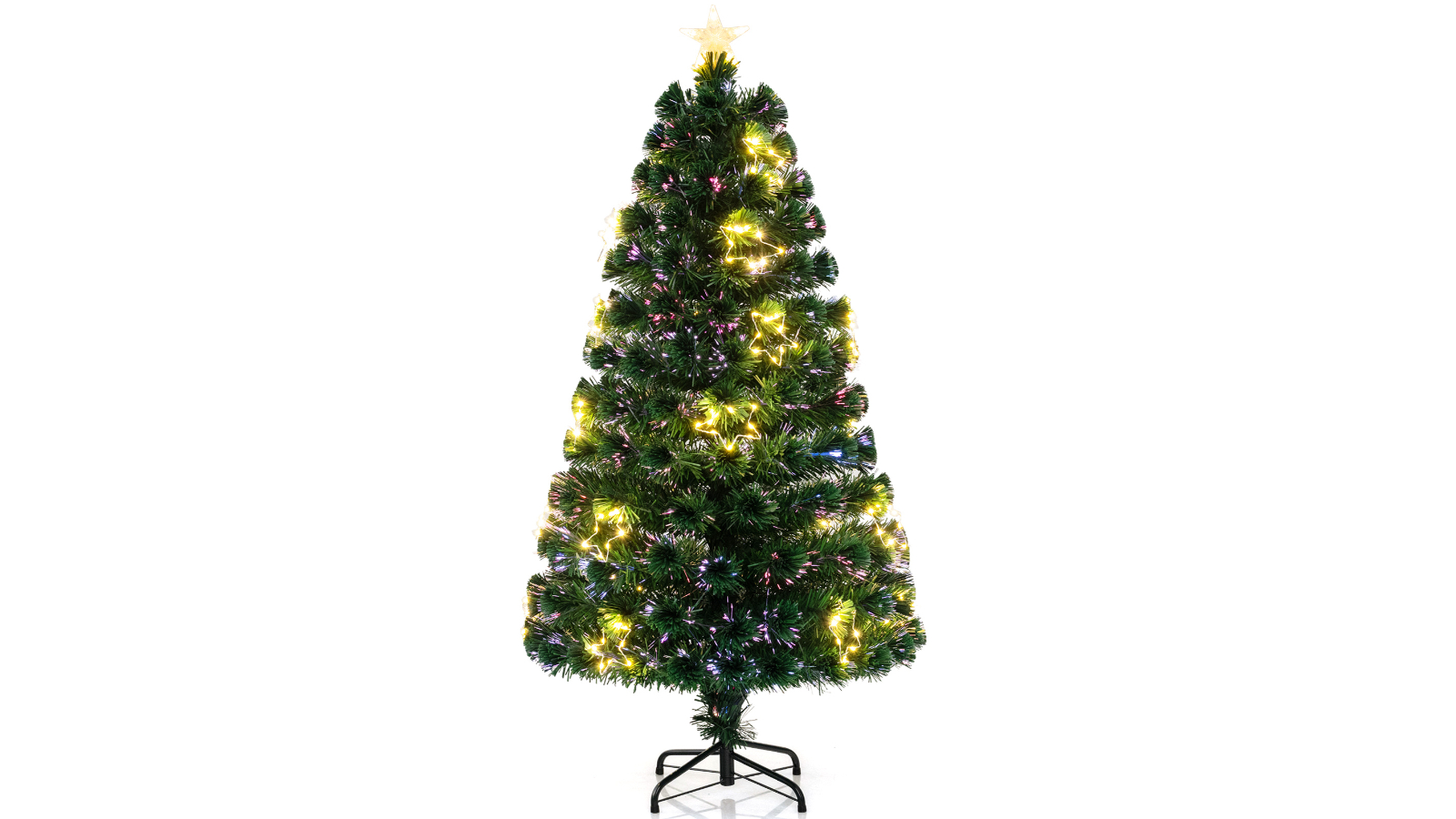 Costway Green PVC Pre-Lit Christmas Tree with Star Light - 150cm