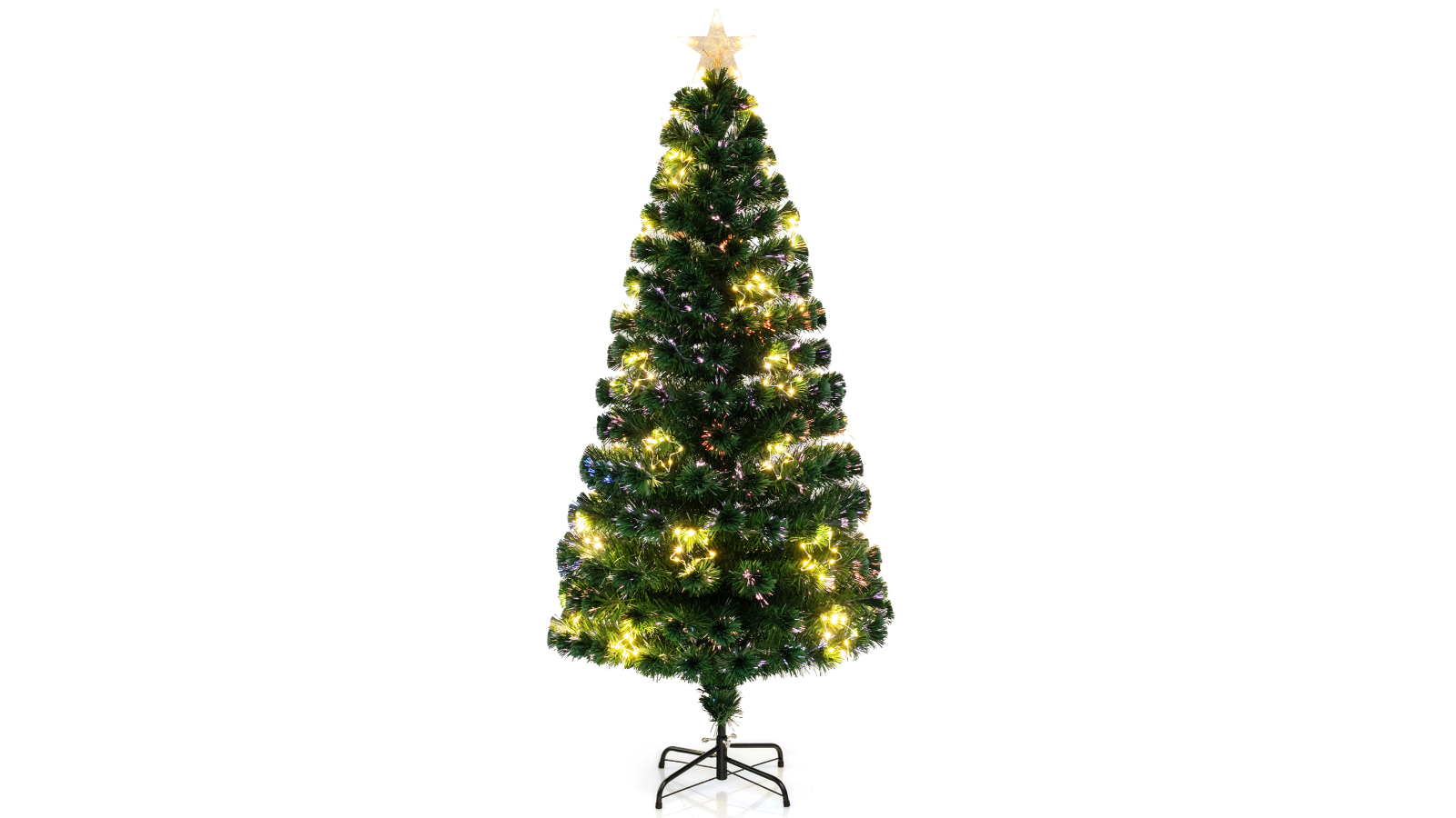 Costway Green PVC Pre-Lit Christmas Tree with Star Light