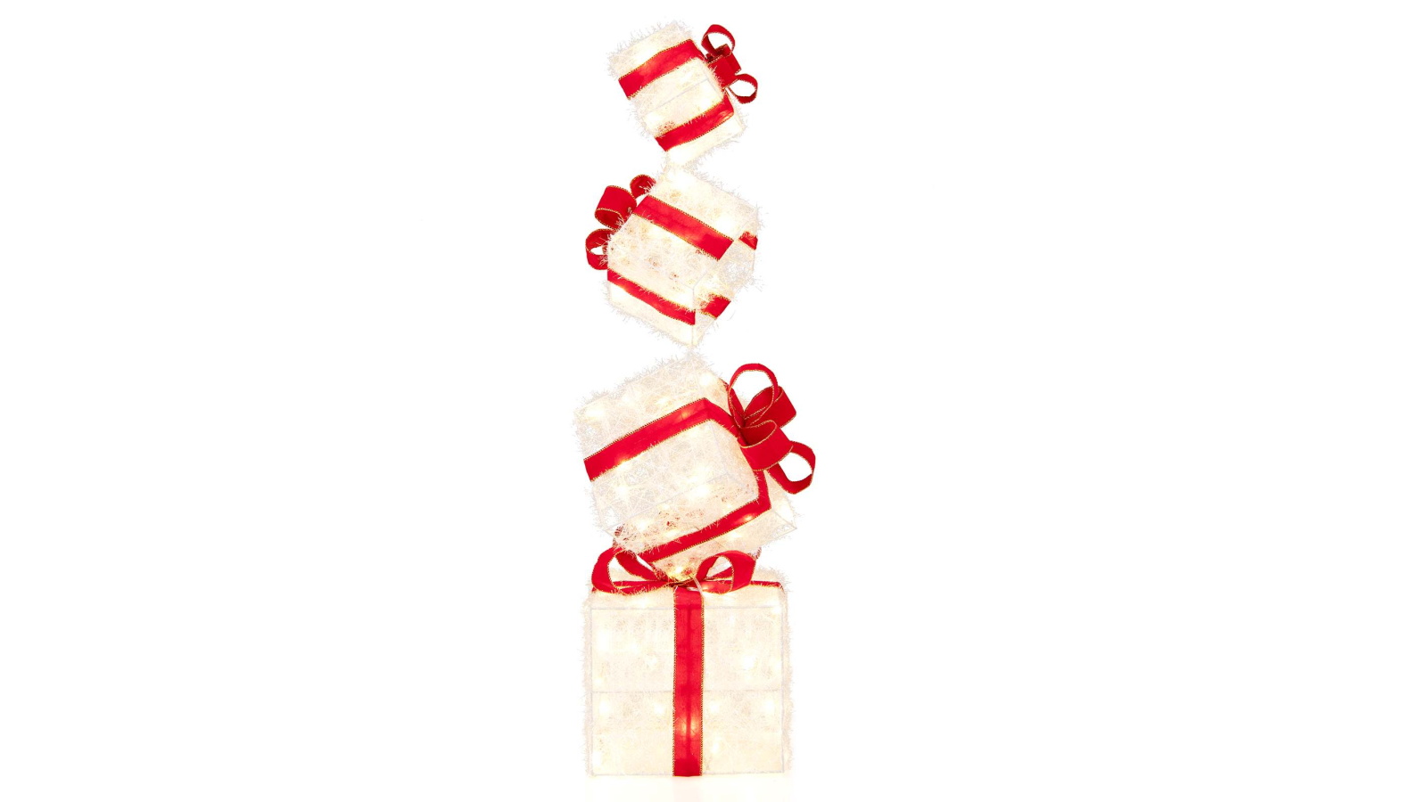 Costway Stackable Lighted Gift Boxes with Red Bows and 8 Mode LED Lights