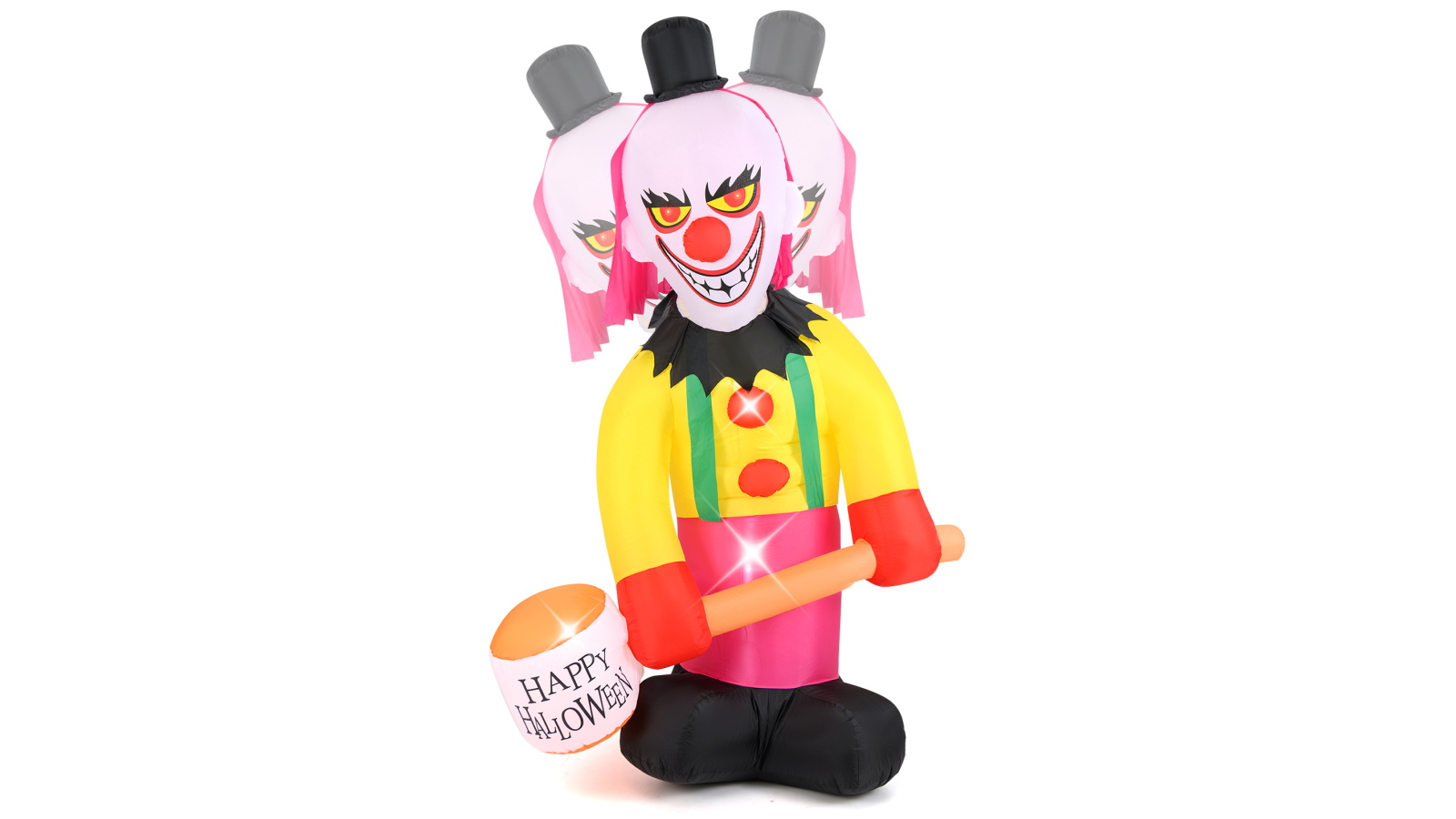 Costway 240cm Giant Halloween Inflatables Clown with Hammer and LED Lights