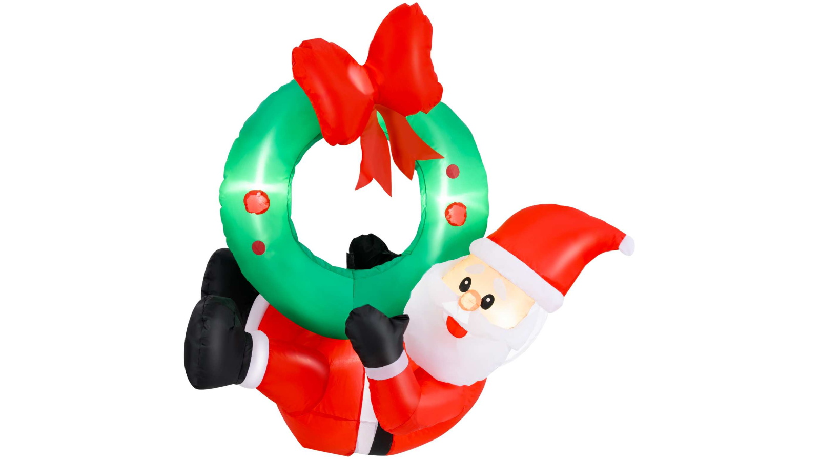 Costway 120cm Inflatable Santa Claus Wreath with Red Bow and LED Lights