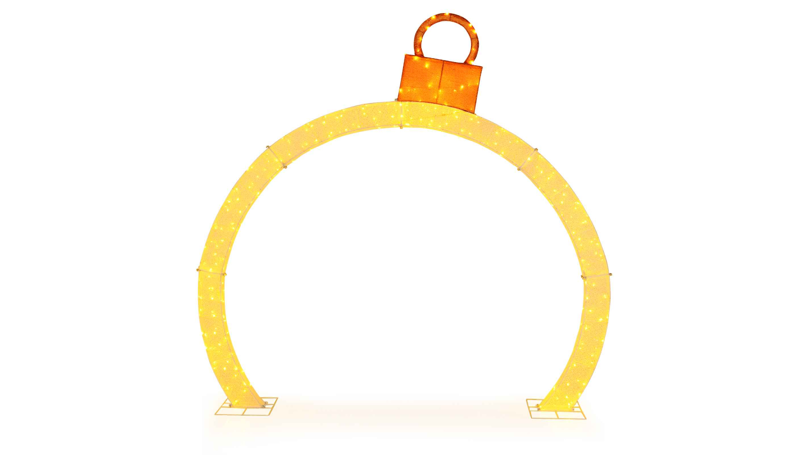 Costway 313cm Christmas Archway Display with Gold Ornament Cap LED Light