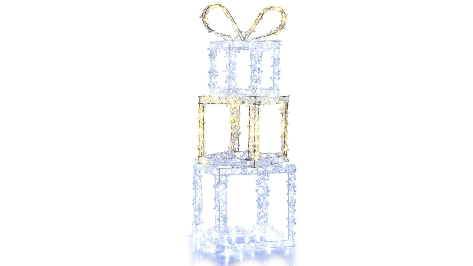 Costway Set of 3 Indoor LED Lighted Gift Box - Warm/Cool