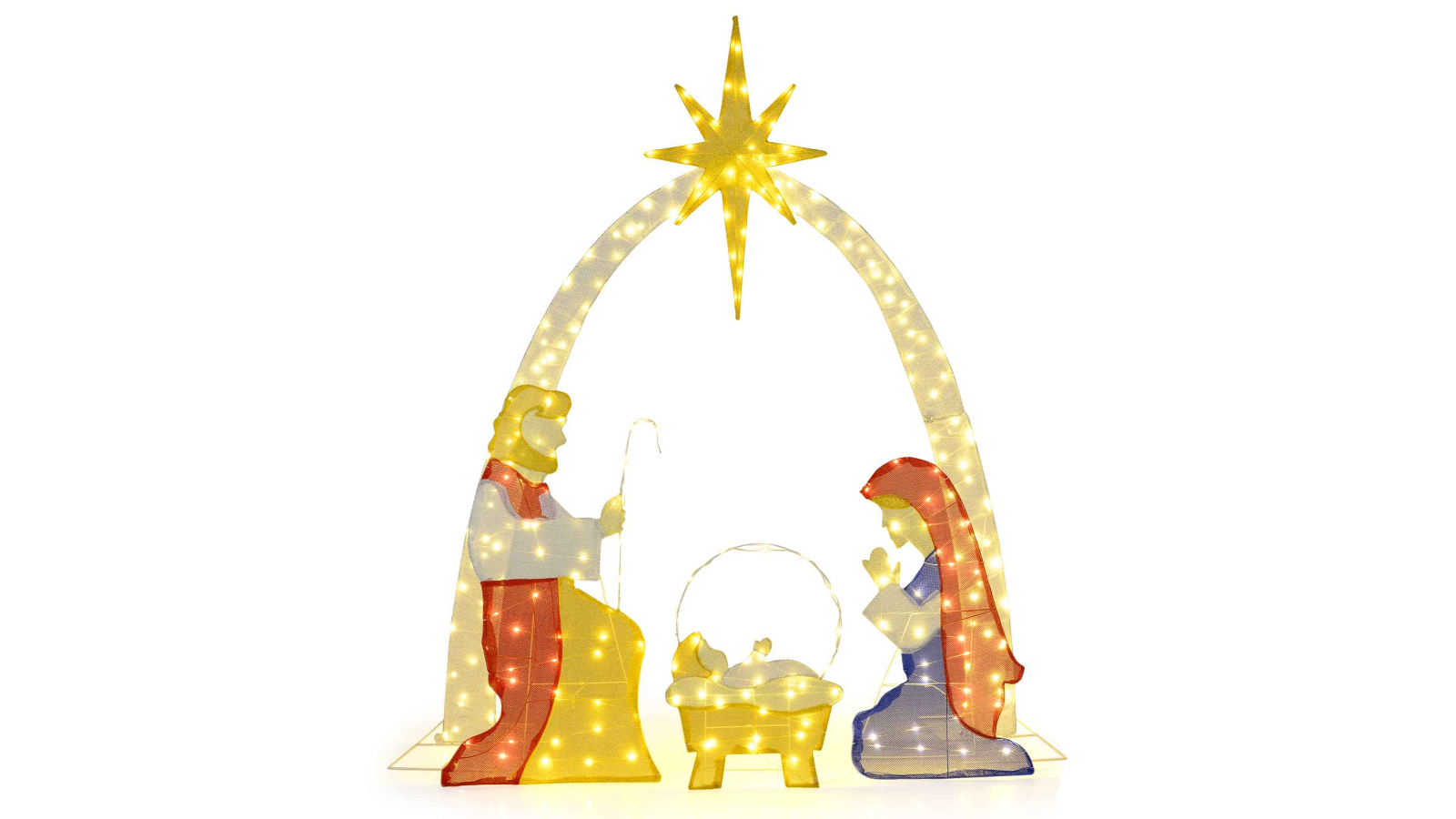Costway 180cm Nativity Scene Lighted Christmas Display LED Lights Set