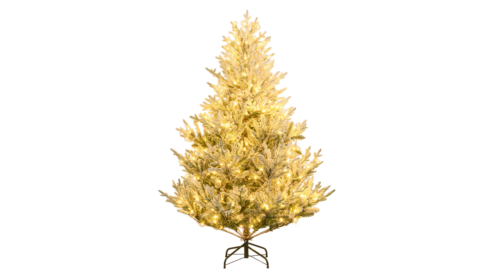 Costway 1.8metre Hinged Snow Flocked Christmas Tree with 340 Warm White LED Light 