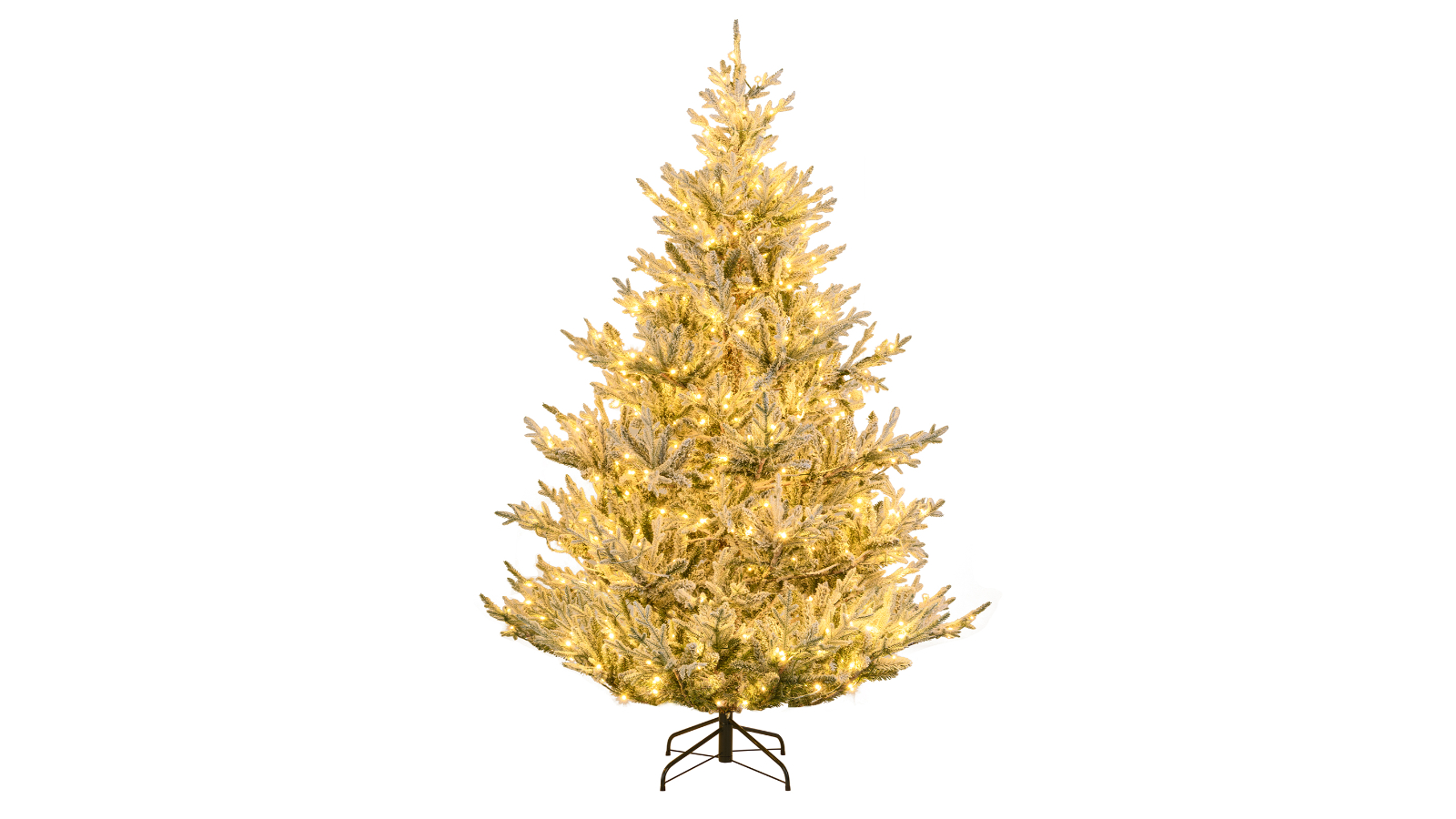 Costway 2.1metre Hinged Snow Flocked Christmas Tree with 450 Warm White LED Light 
