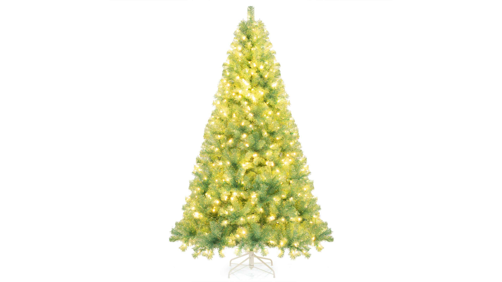 Costway 1300 Tip Fruit Green Pre-Lit Christmas Tree with 550 Warm White LED Light 
