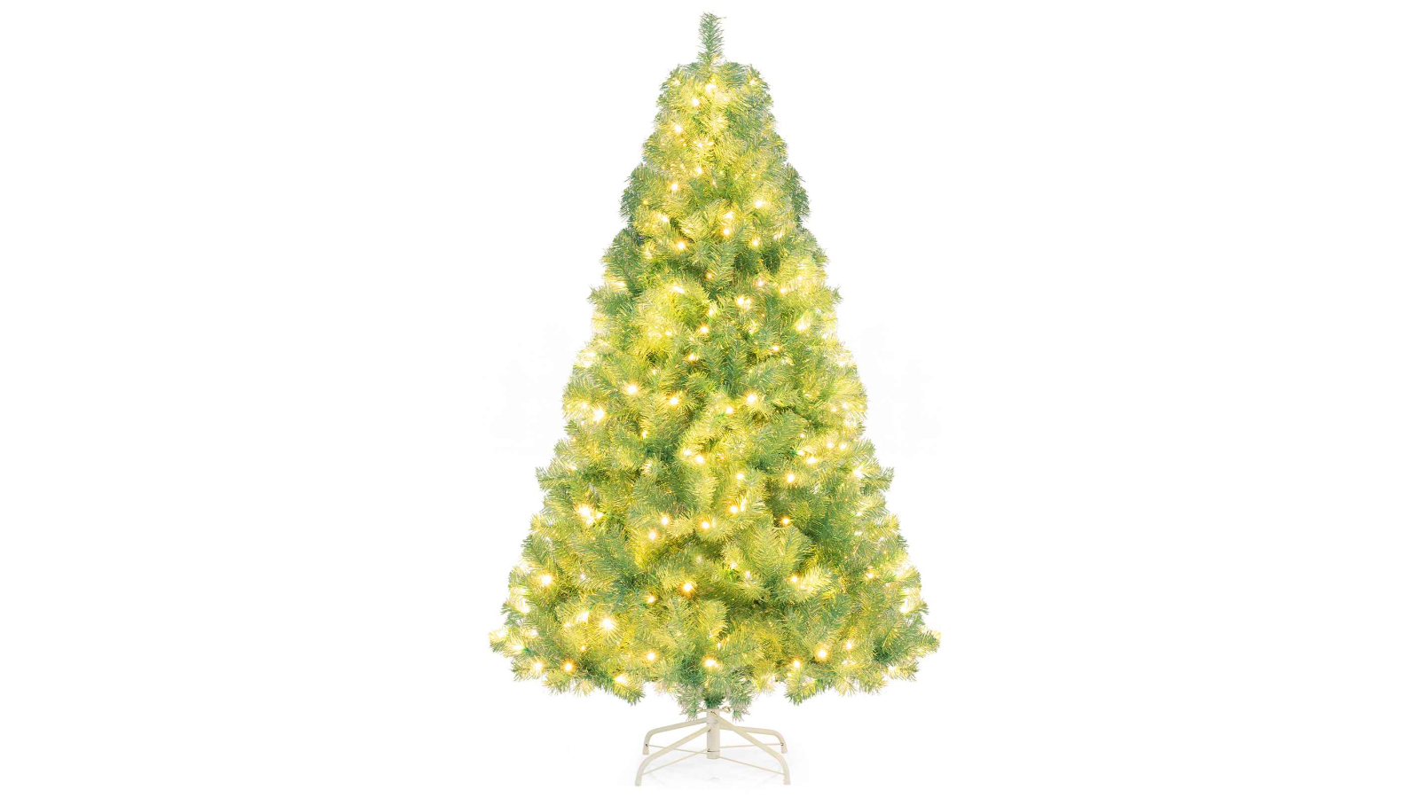 Costway 688 Tip Pre-Lit Christmas Tree with 250 Warm White LED Light - Fruit Green