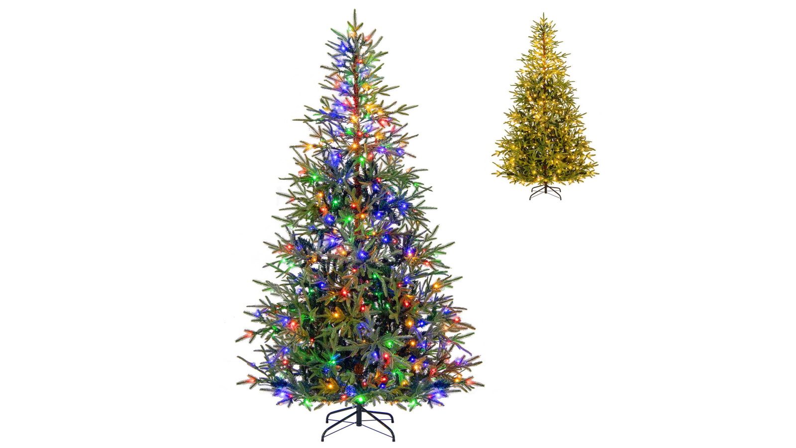 Costway 2.1m Pre-lit Christmas Tree with 11 Light Mode and 678 PE Tips