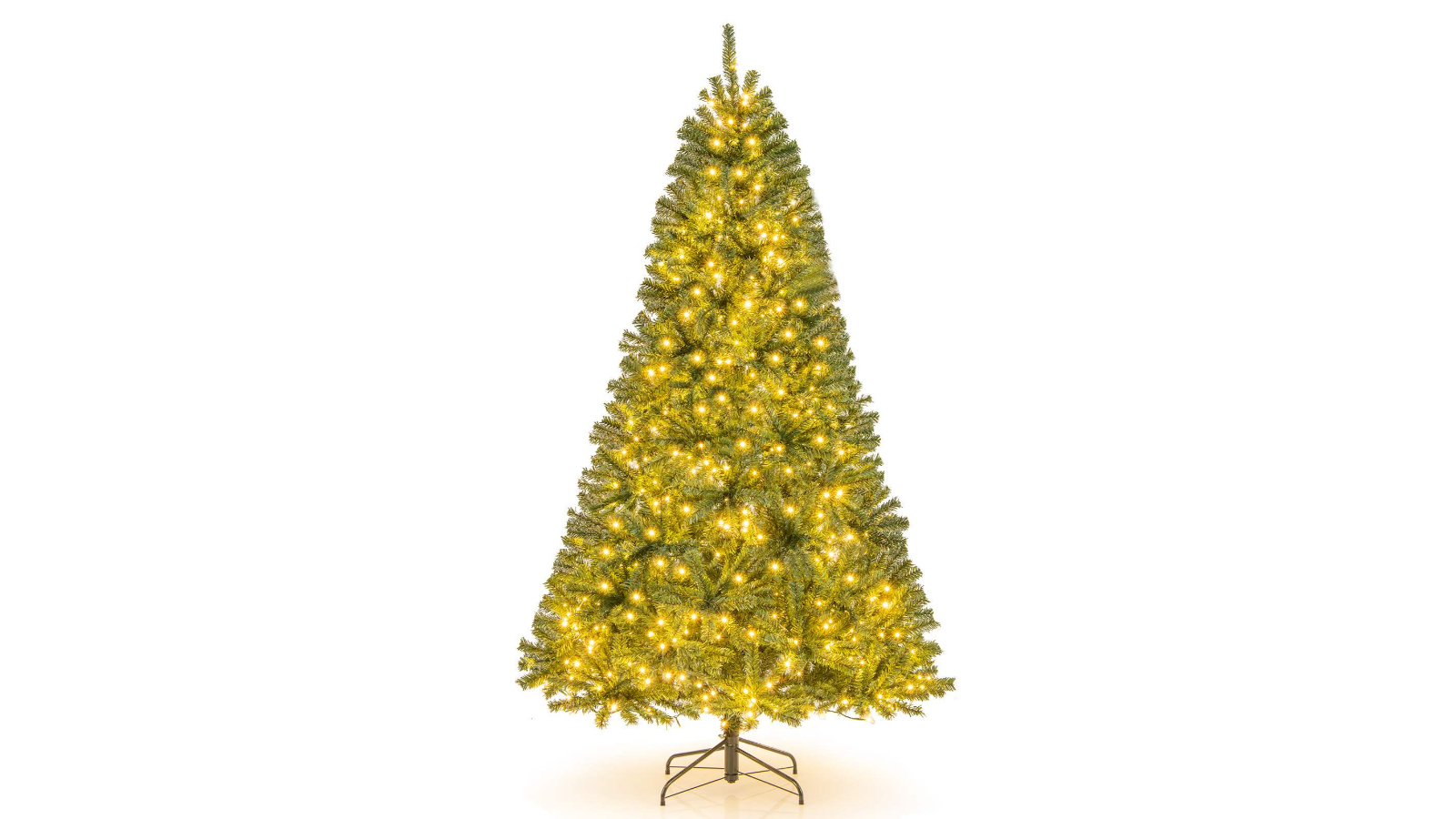 Costway 2.1metre Pre-Lit Artificial Christmas Tree with 640 Warm White LED Light
