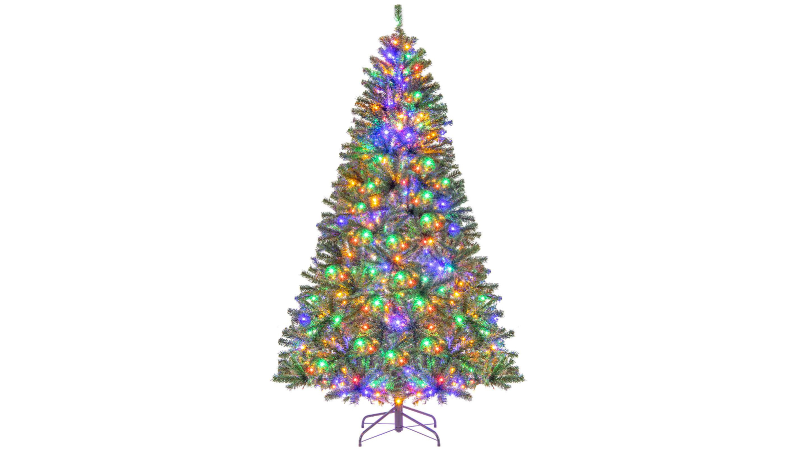 Costway 2.1metre Pre-Lit Artificial Christmas Tree with 640 Multi-Coloured LED Light