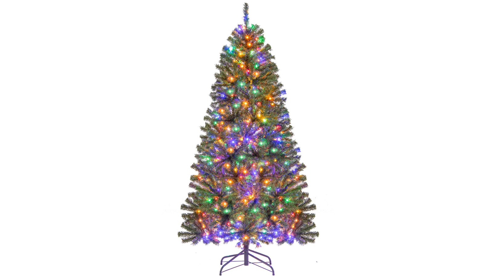 Costway 1.8metre Pre-Lit Artificial Christmas Tree with 500 Multi-Coloured LED Light 