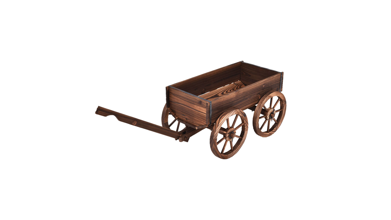Costway 120cm 4-Wheel Wooden Classic Wagon Plant Stand - Coffee