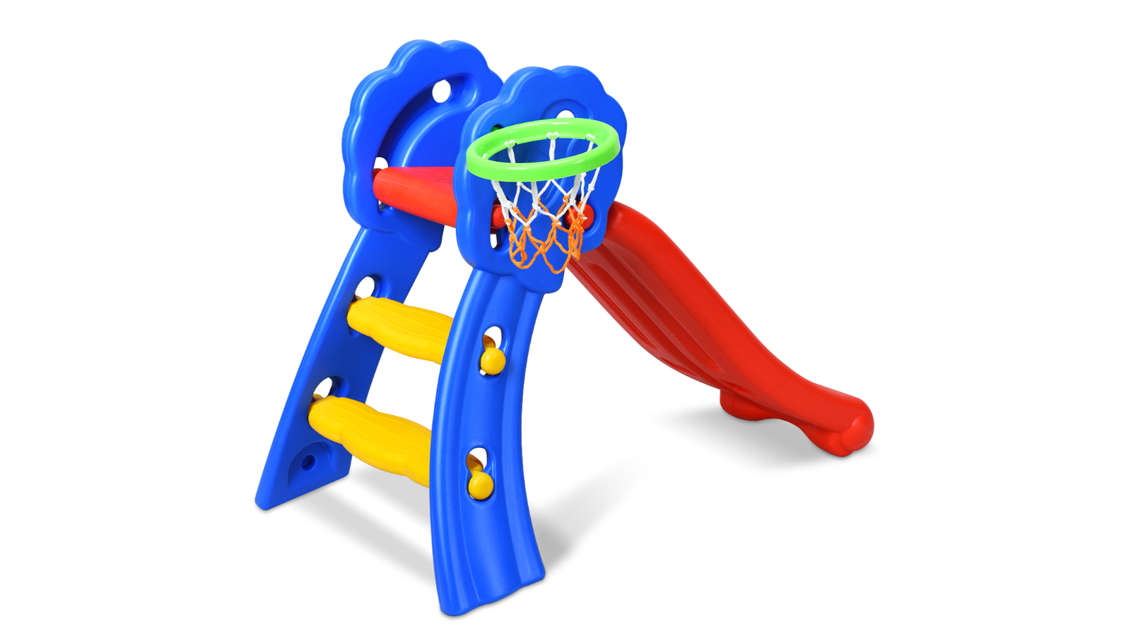 Costway Foldable Slide Basketball Hoop Set - Blue