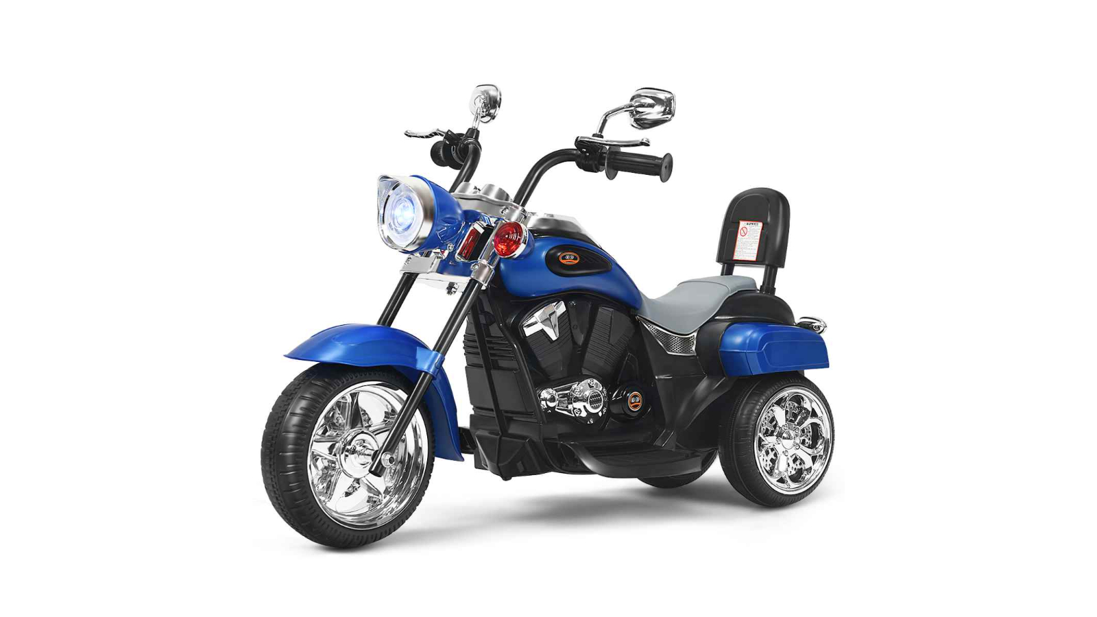 Costway 6V 3-Wheel Electric Police Motorcycle Ride-on Toy - Blue