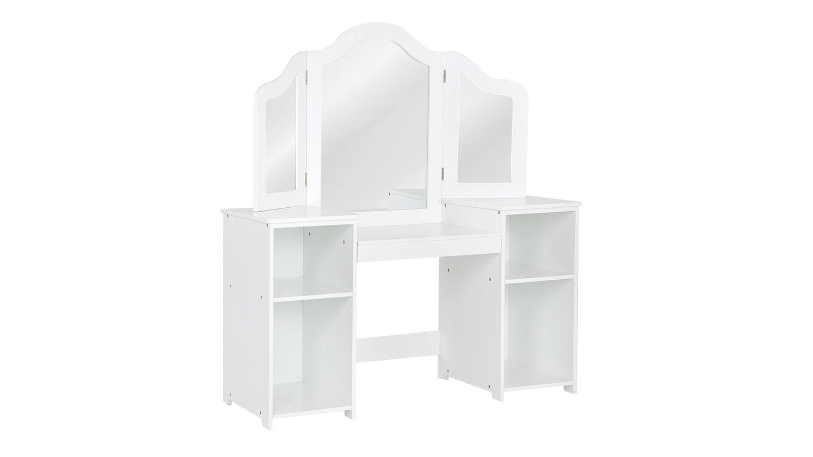 Costway Dressing Table with Tri-Folding Mirror and 4 Large Shelve - White