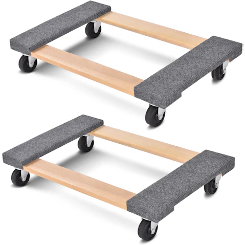 Costway 2 Piece Wood Furniture Dolly Heavy Stuff 450kg Load Moving Carrier