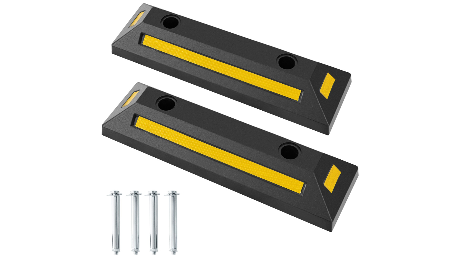 Garage Rack Stoppers Costway 2 Piece Heavy Duty Rubber Curb Garage Stopper with 3-Way ...