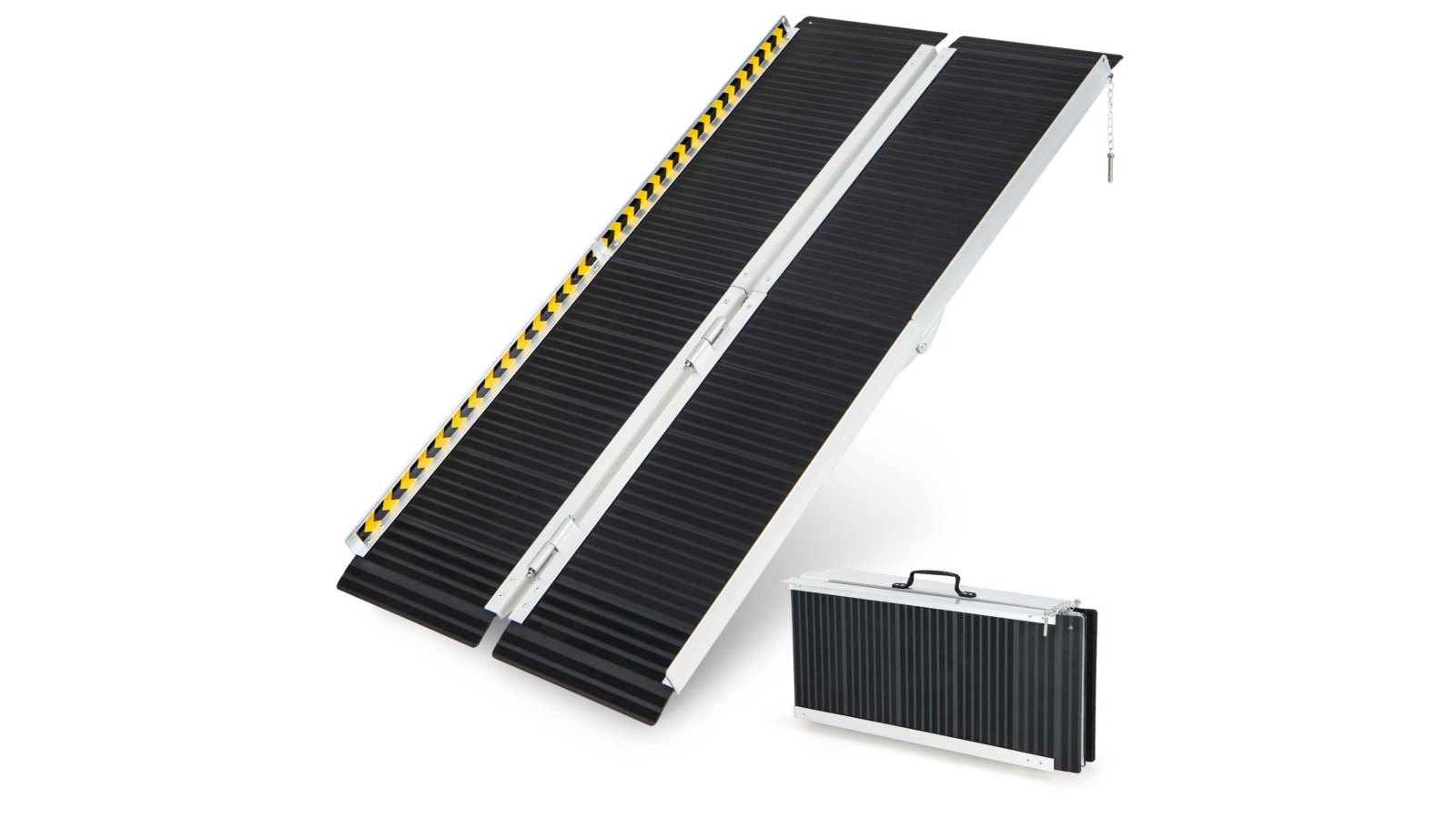 Costway Portable Aluminum Wheelchair Ramp with Transition Plate - 153cm