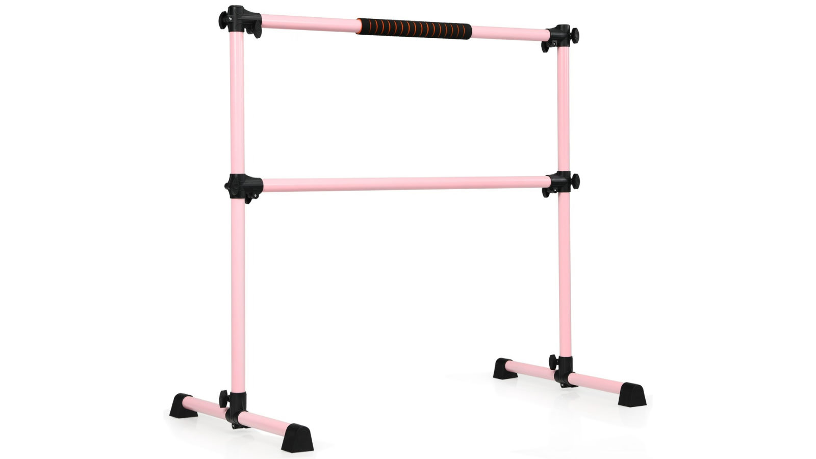 Costway Portable Ballet Barre Adjustable Double Stretching Dance Bar Freestanding Dancing Studio Gym - Pink