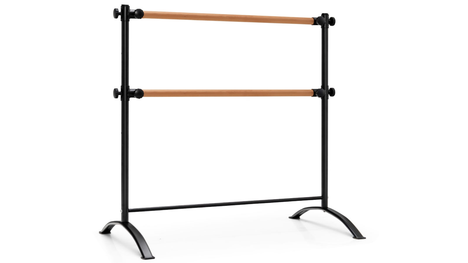 Costway 125cm Portable Ballet Barre Wood Double Dance Bars Adjustable Stretching Bar with 4 Position Heights
