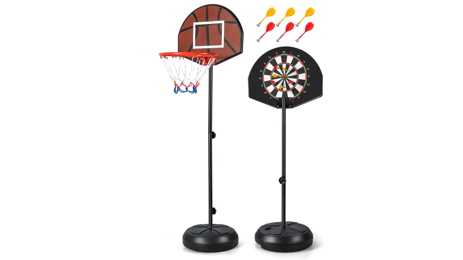 Costway 2-in-1 Basketball Hoop Stand System Adjustable Backboard Net Ring Set