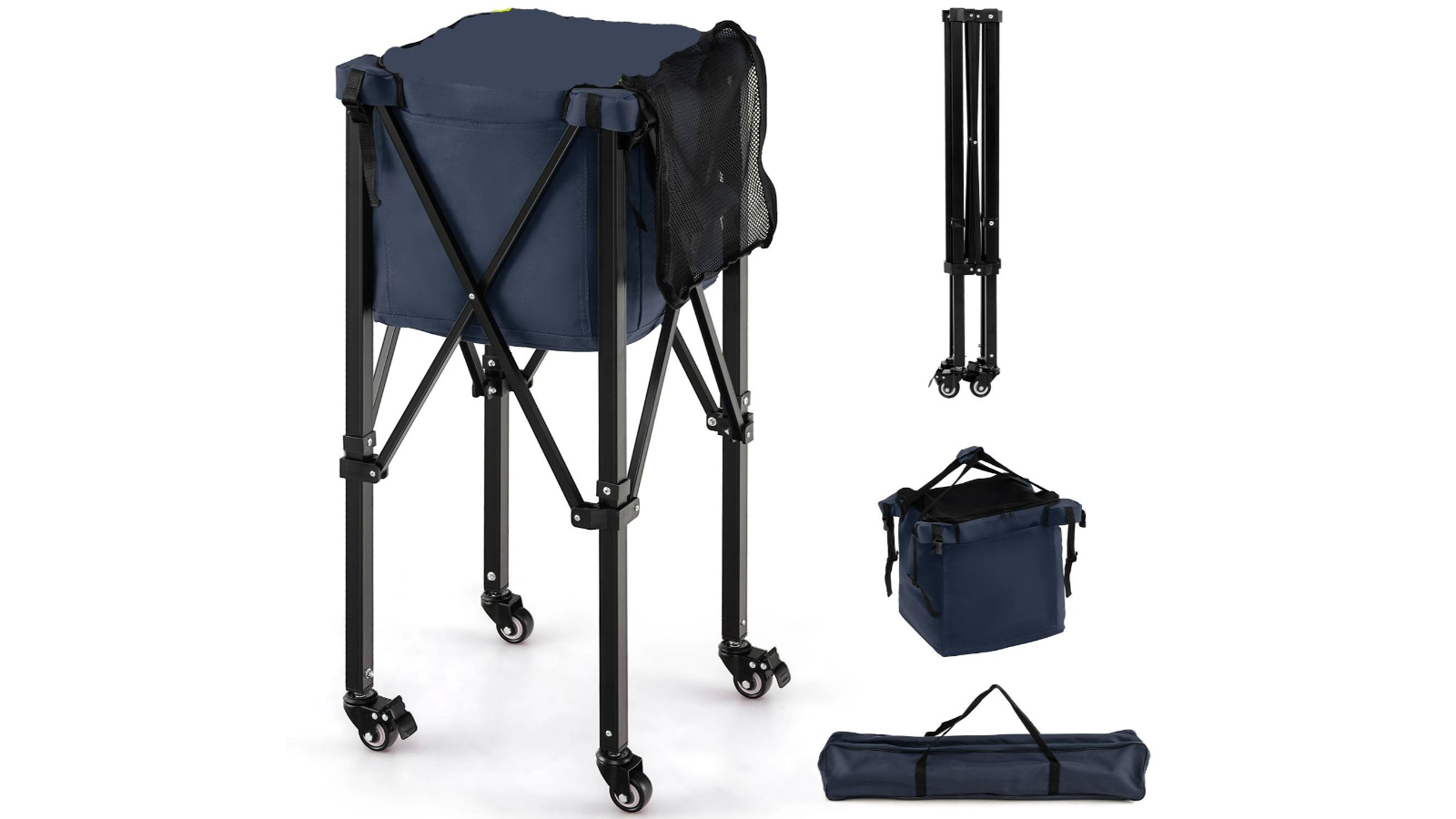 Costway Portable Tennis Ball Cart with Carry Bag - Blue