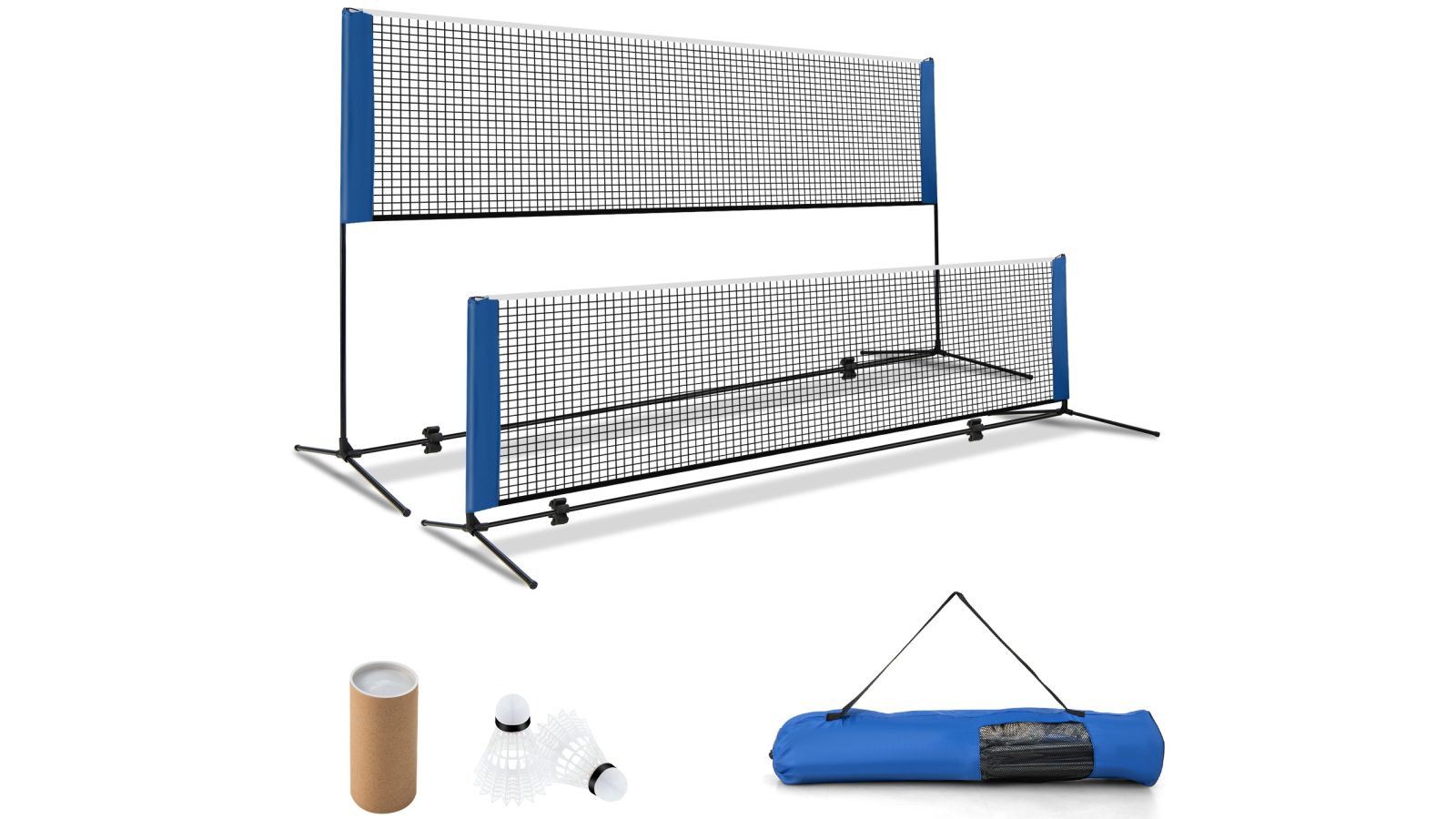 Costway 3m Badminton Tennis Volleyball Pickleball Net Set Adjustable with Stand and 2 Shuttlecocks