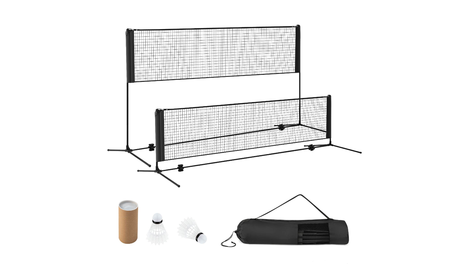 Costway Portable Volleyball, Badminton, Tennis Net Set - Black