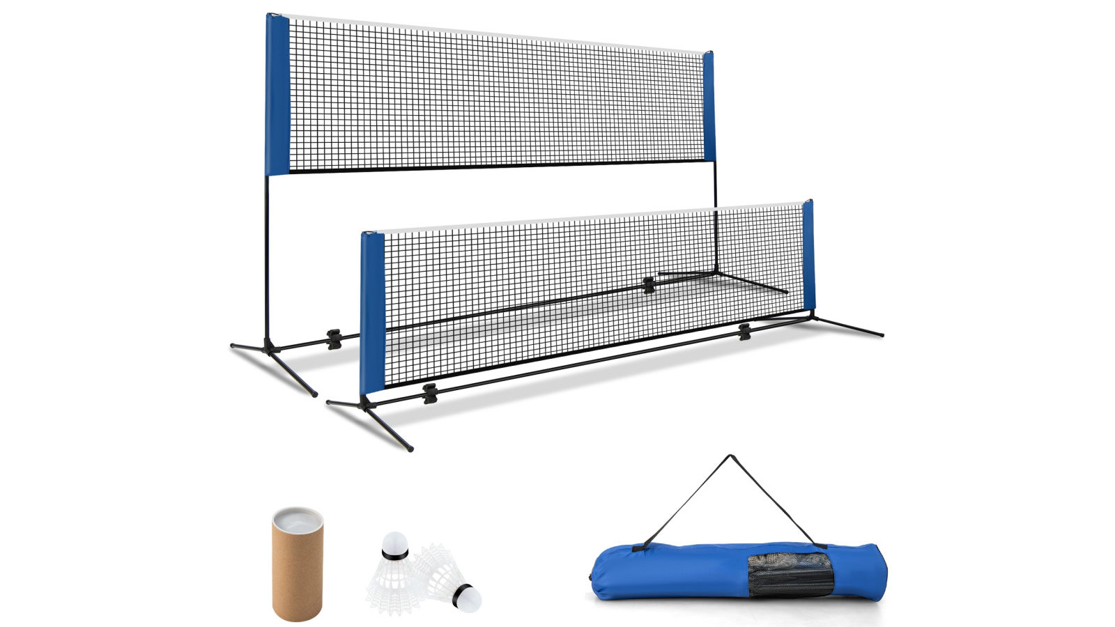 Costway 4.2m Badminton Tennis Net Ajustable Volleyball Pickleball Net Stand Outdoor Sports with 2 Shuttlecocks Carrying Bag