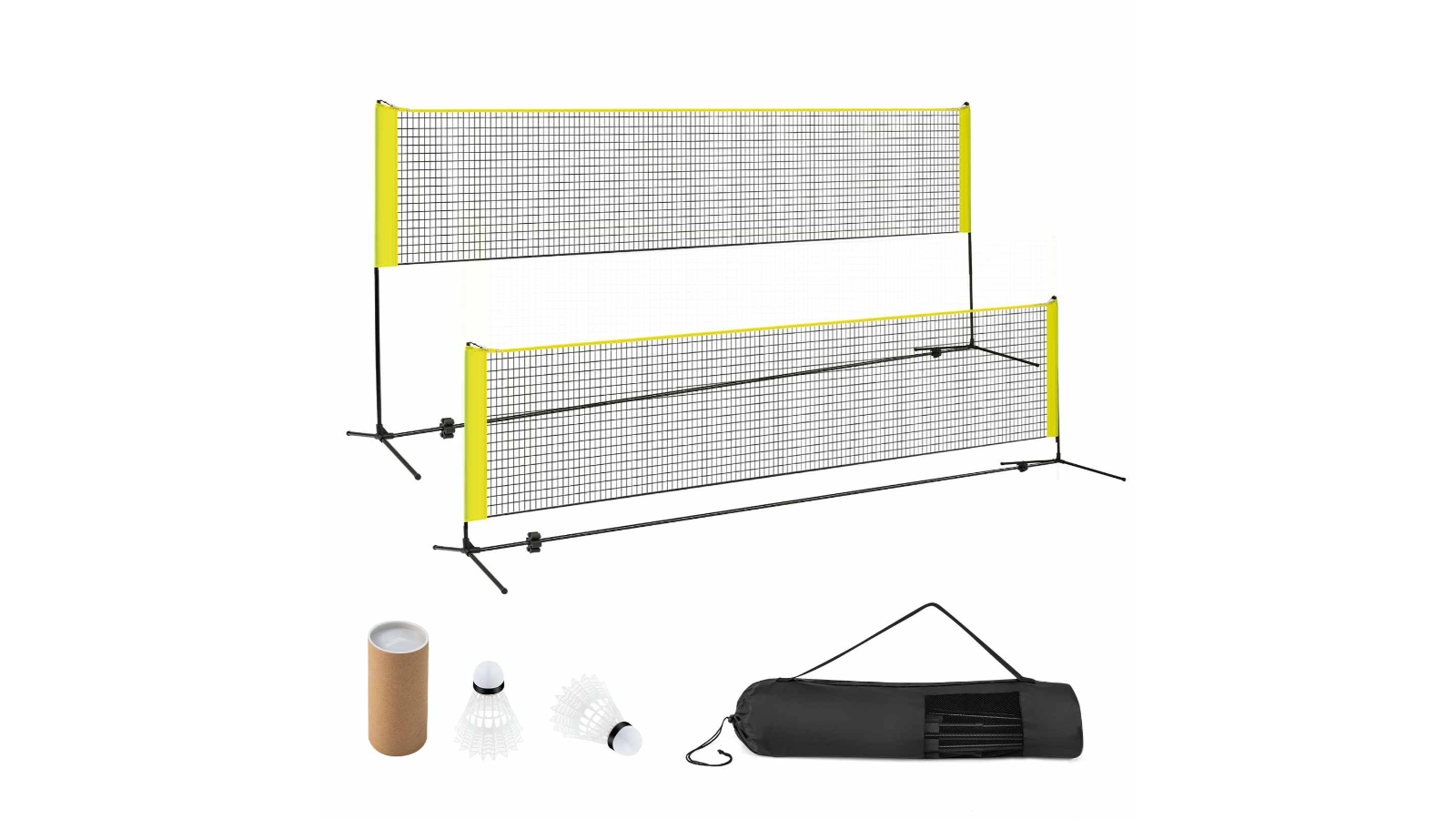Costway Adjustable Badminton Tennis Net Set - Yellow