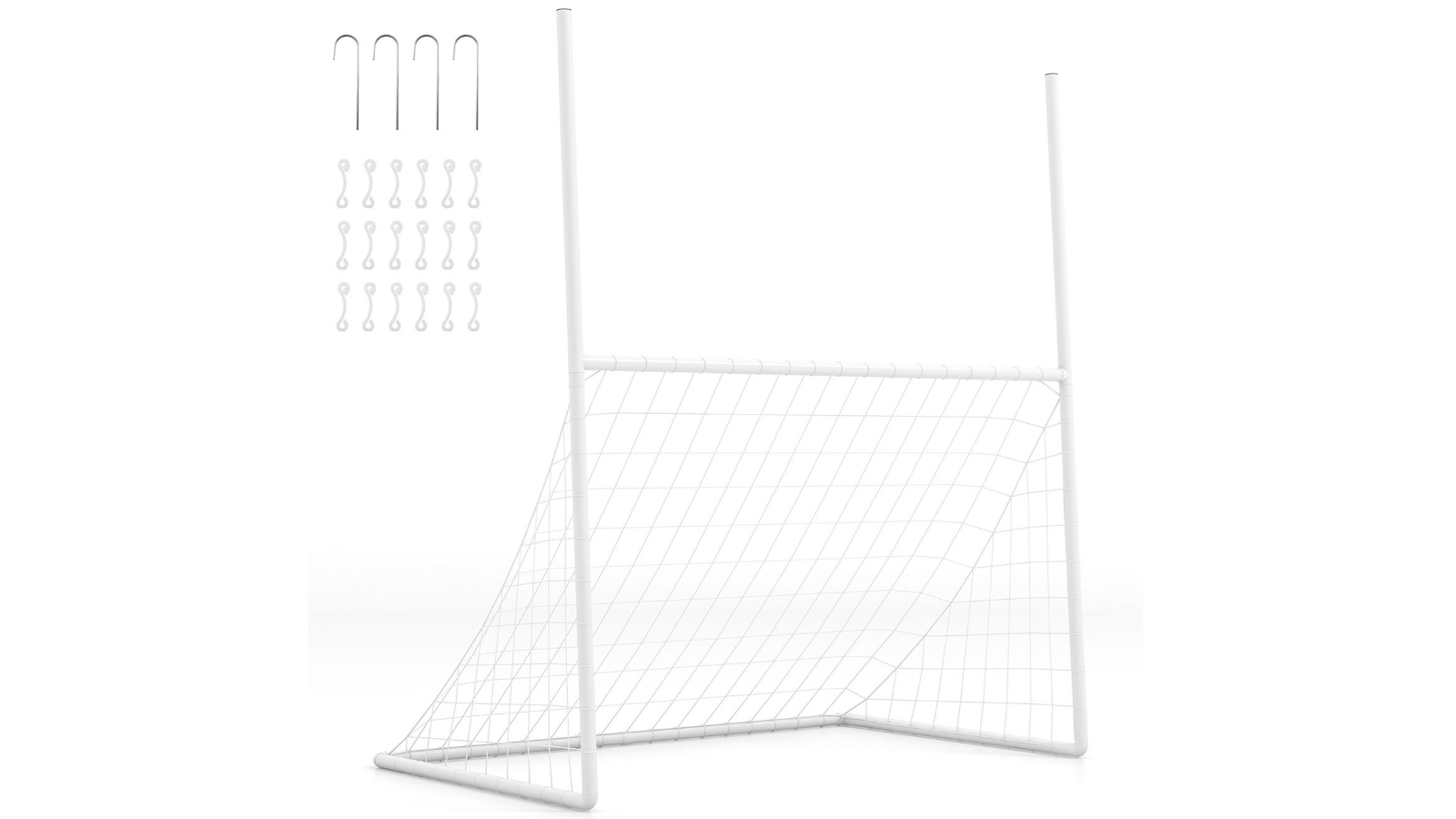 Costway 2-in-1 Anti-Tearing Netting Soccer Goal - White