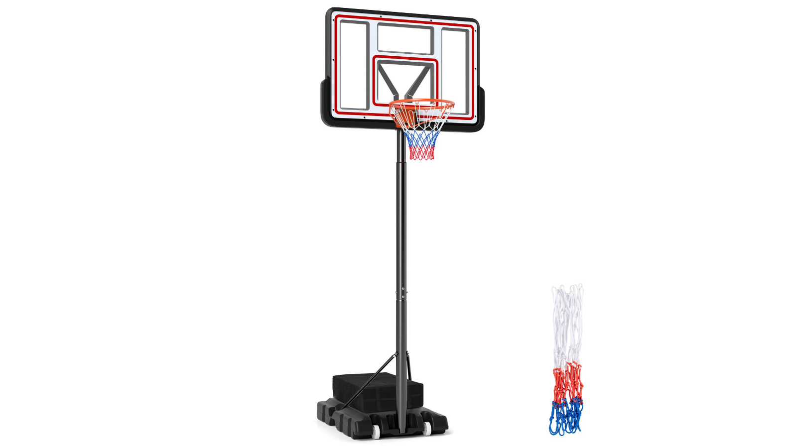 Costway Teenager Portable Backboard Adjustable Basketball Ring Stand System - Black
