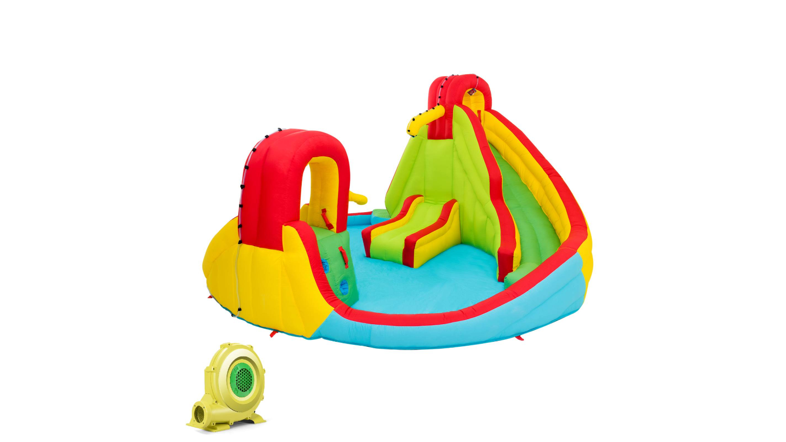 Costway 4.8 x 4.1metre Inflatable Water Park with Double Slides and Air Blower