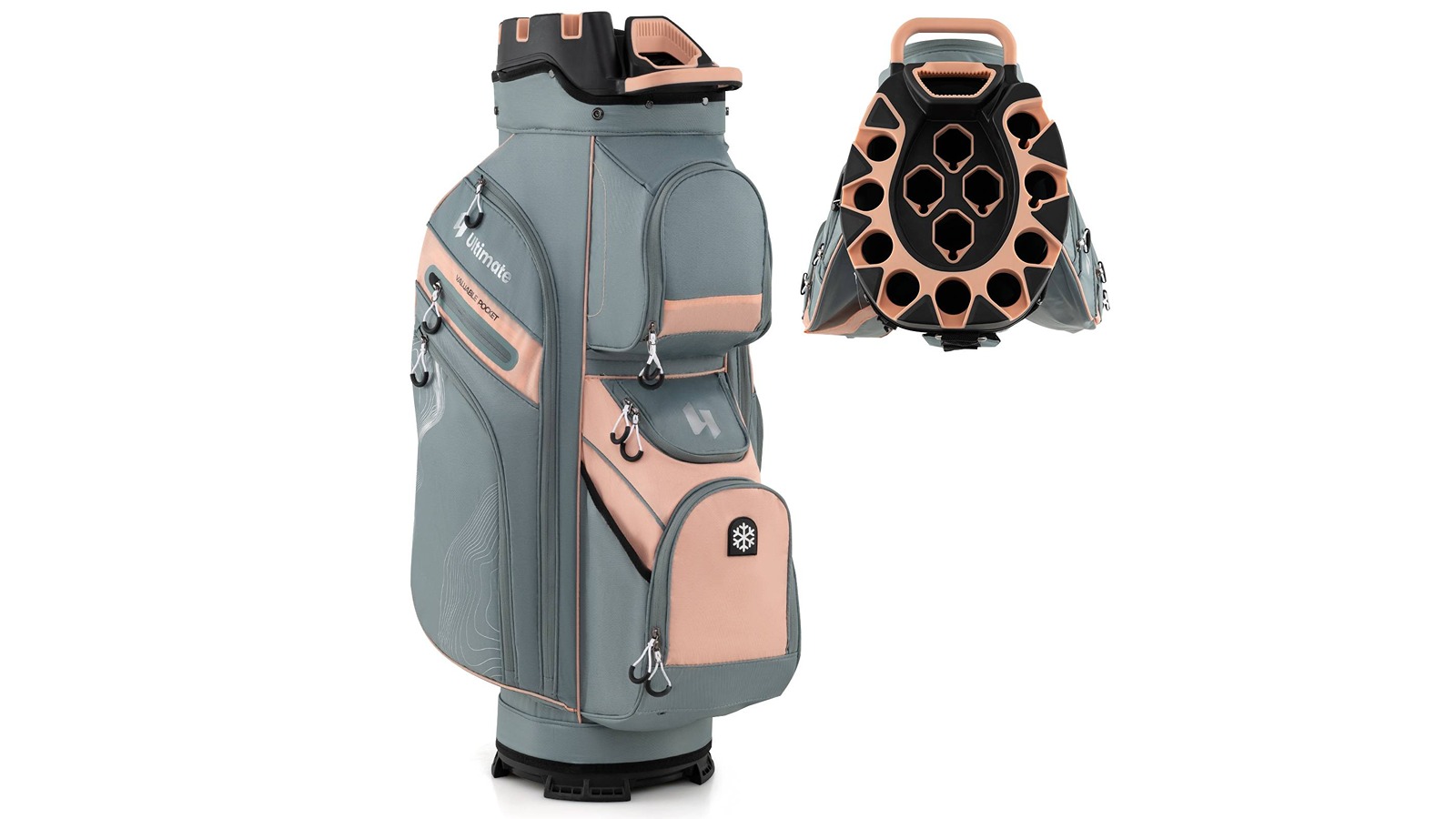 Costway Molded Lock Top Golf Cart Bag  with 14 Way Full Length Dividers and 11 Pockets - Orange