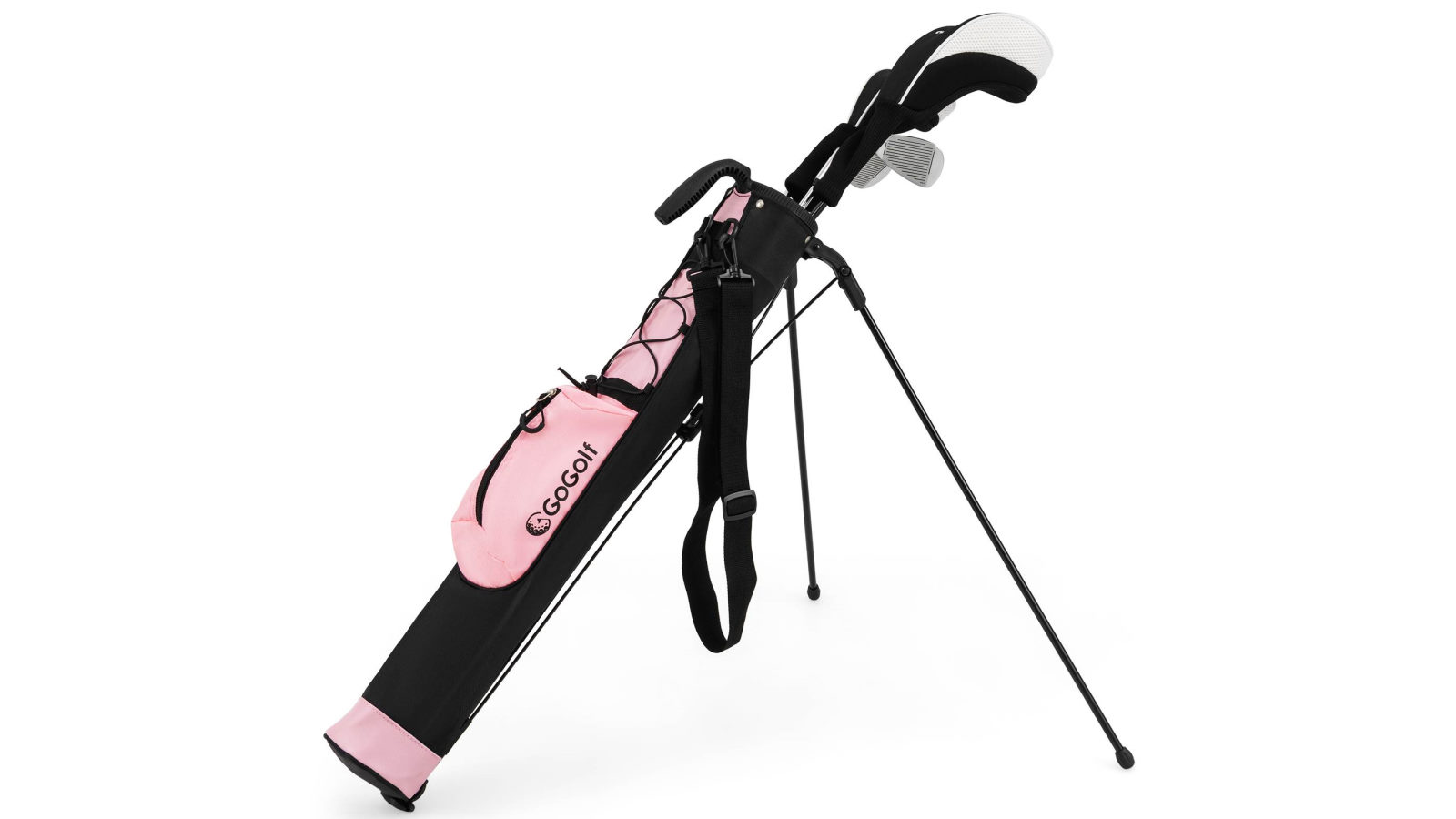 Costway Lightweight Golf Stand Bag with Shoulder Strap Pocket and Bottle Holder - Pink