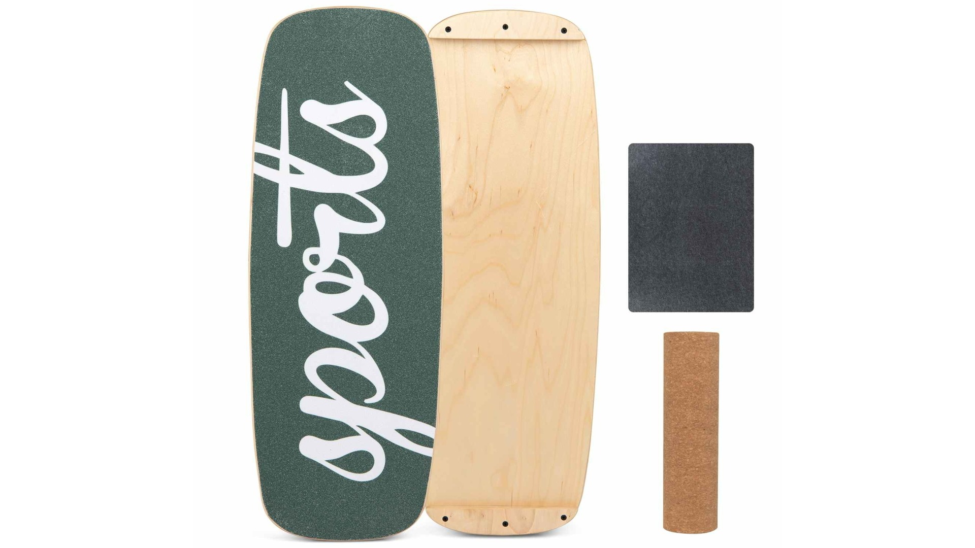 Costway 12-Ply Wood Wobble Balance Board Trainer with Cork Roller and Stoppers - Green