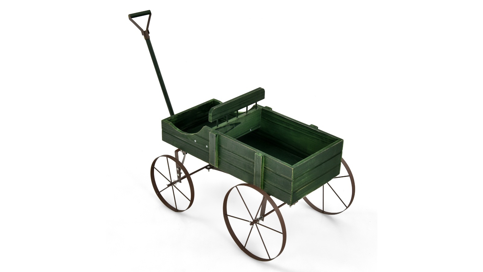 Costway Wooden Garden Bed Wagon with Wheel - Green
