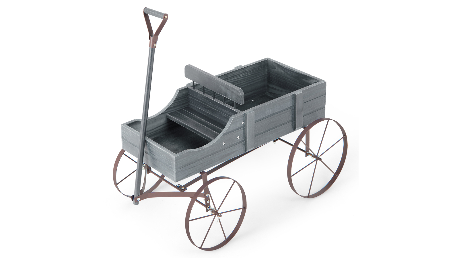 Costway Wooden Garden Bed Wagon with Wheel - Grey