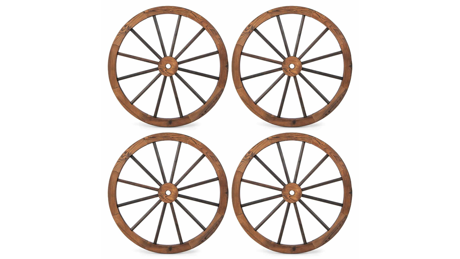 Costway 76cm Decorative Wood Hanging Wagon Wheel -  Set of 4