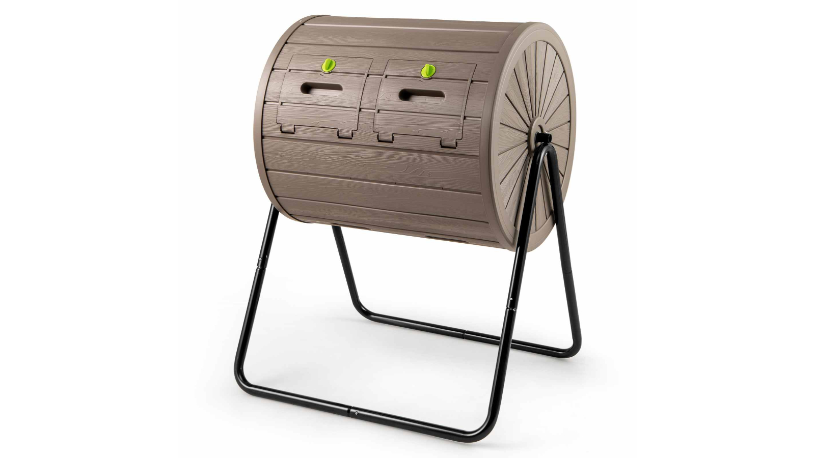 Costway 142L Lockable Garden Food Waste Compost Bin Tumbler - Coffee