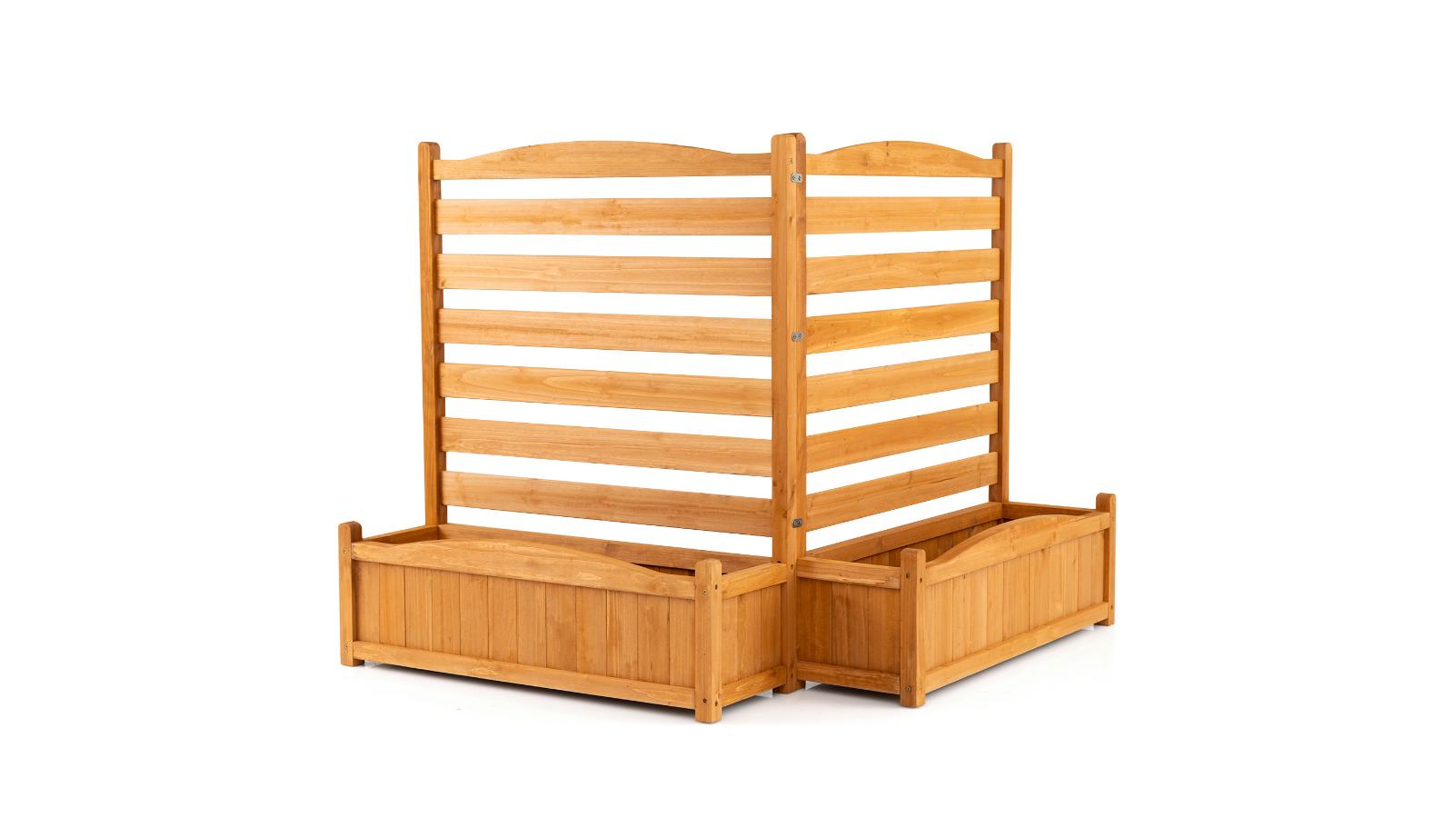 Costway Wood Fence Panel Privacy Screen with Planter Box Bed
