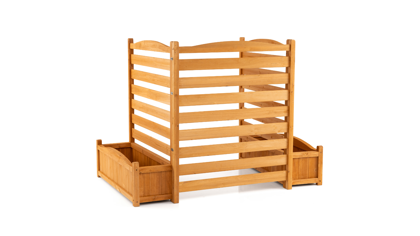 Costway 3-Panel Wood Fence Privacy Screen with Planter Box Bed