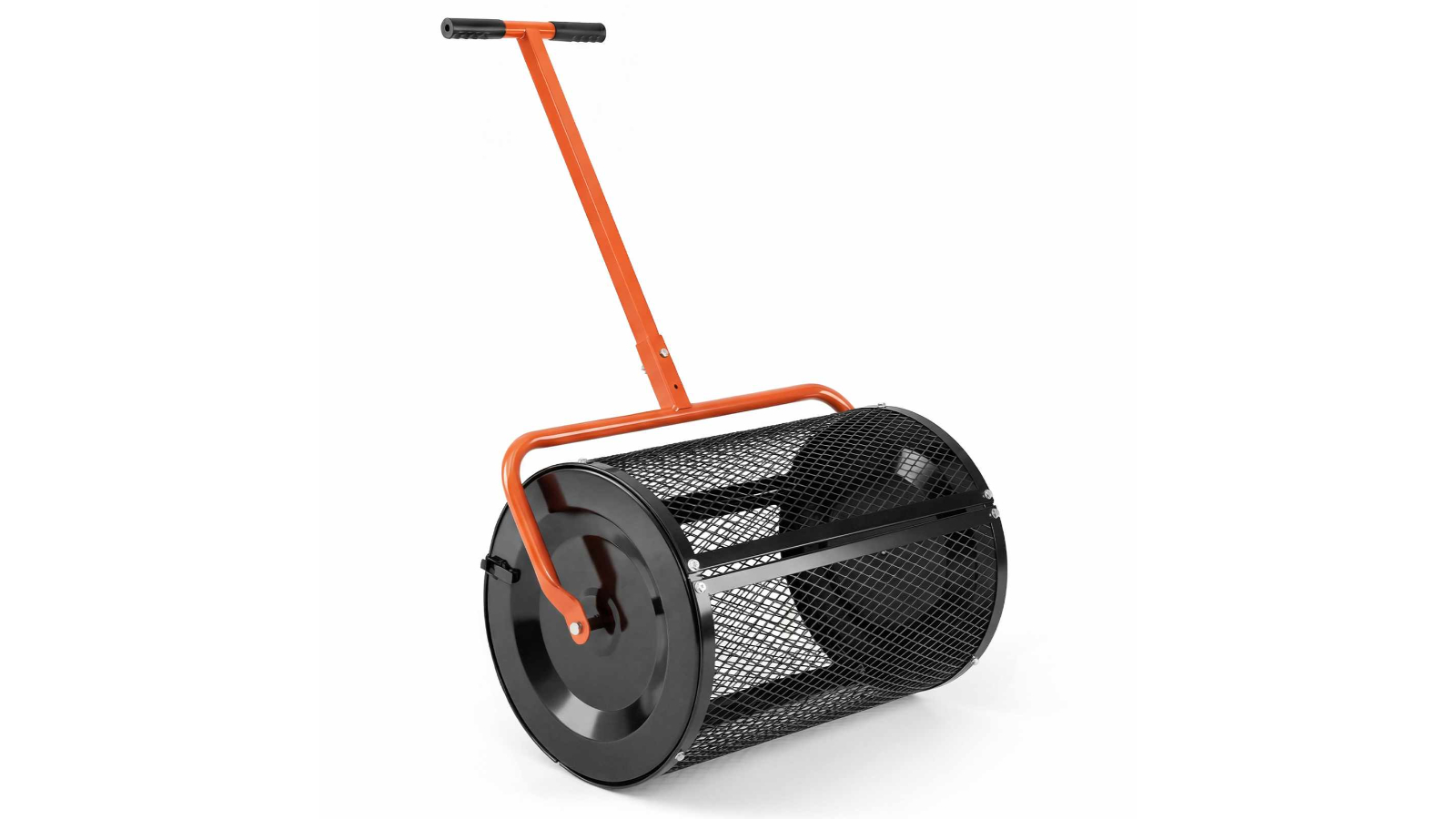 Costway 61cm Adjustable T-Handle Metal Basket Seeding Compost Spreader - Orange