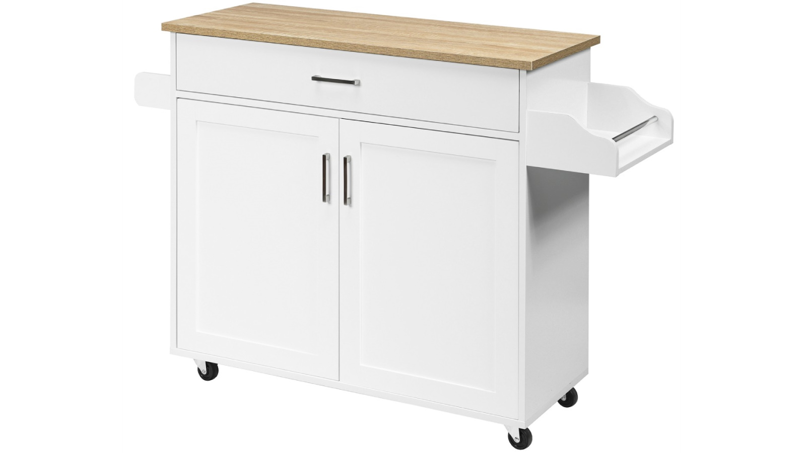 Costway Mobile Kitchen Island Trolley Wood Dining Cart - White
