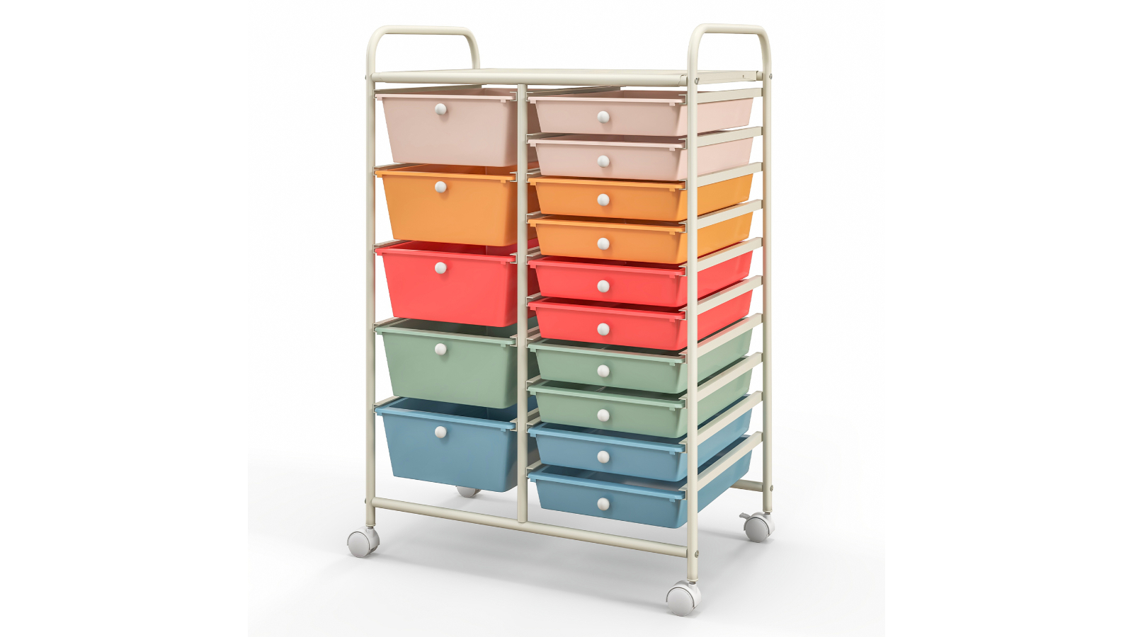 Costway 15-Drawer Storage Cart - Multi-Coloured