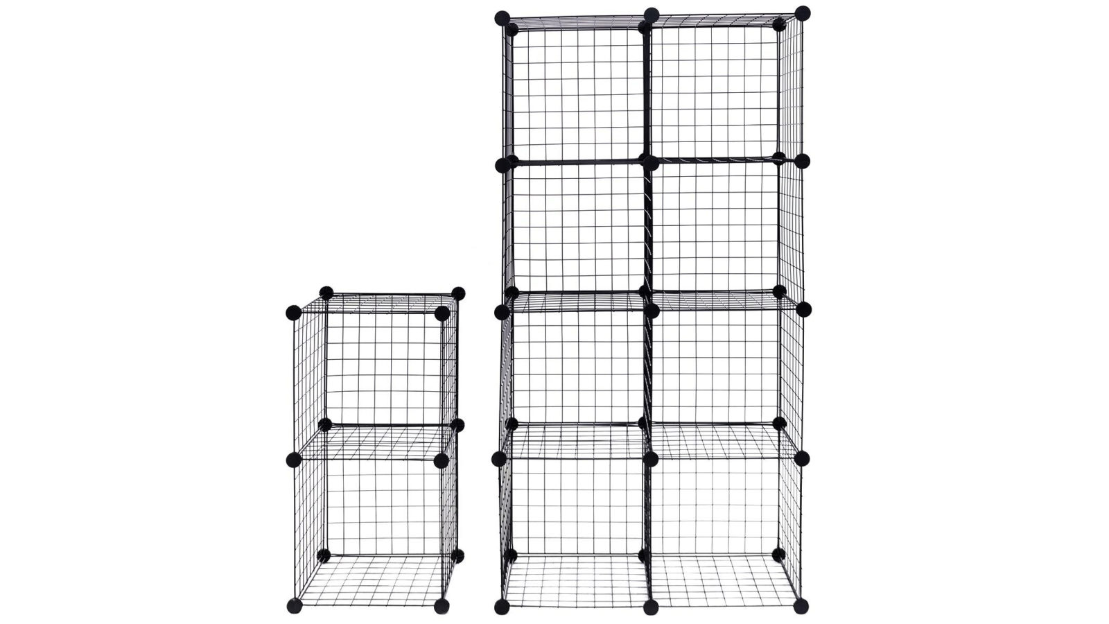 Costway 12 Cubes Grid Wire Storage Cabinet DIY Modular Shelf Organizer Rack Foldable Bookcase Home - Black