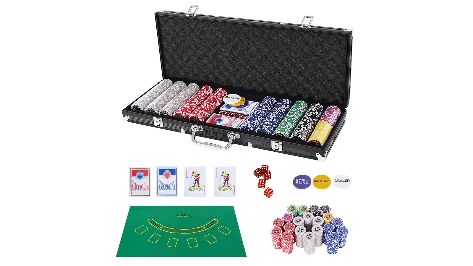 Costway 500 Piece Texas Hold'em Poker Chip Set - Black